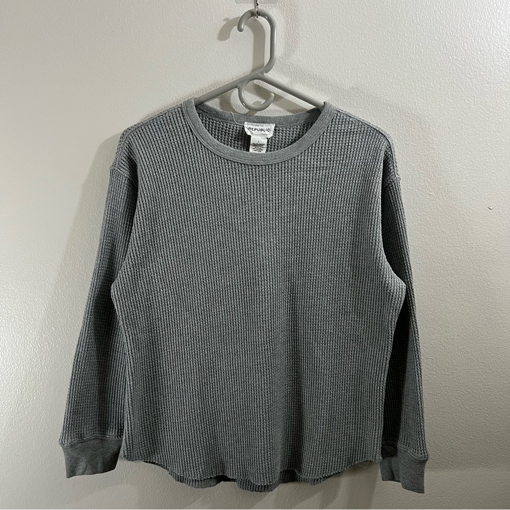 For The Republic size large cotton waffle long sleeve thermal tshirt